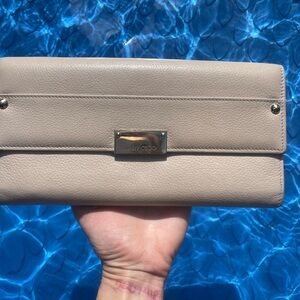 Jimmy Choo Tan Leather Wallet with Metallic Detail